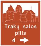 628 Krypties rodyklė į lankytiną vietą (Nurodo eismo kryptį į lankytiną vietą ir atstumą)