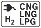 851 Degalų ir energijos šaltinių rūšys (Naudojama su kelio ženklu „Degalinė“ ir nurodo degalinėje esančių degalų ir energijos šaltinių rūšis (pavyzdžiui, elektros energija, vandenilio dujos, suslėgtos gamtinės dujos, suslėgtas biometanas, suskystintos gamtinės dujos, suskystintas biometanas, suskystintos naftos dujos))
