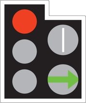 A GREEN ARROW may be provided in addition to the full green signal if movement in a certain direction is allowed before or after the full green phase. If the way is clear you may go but only in the direction shown by the arrow. You may do this whatever other lights may be showing. White light signals may be provided for trams