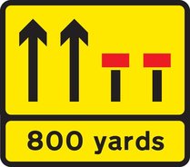 Temporary lane closure (the number and position of arrows and red bars may be varied according to lanes open and closed)